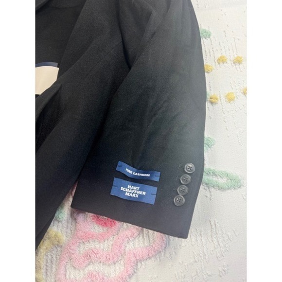 Hart Schaffner Marx Sheffield Black 100% Cashmere Wool Overcoat Size 46R - Picture 9 of 9